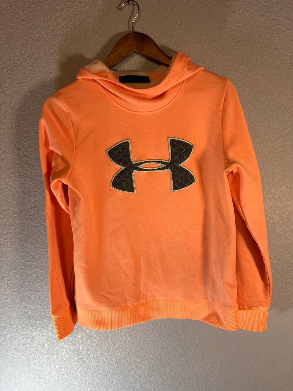Under Armour Small Coral Orange ColdGear Big Logo Pullover Hoodie